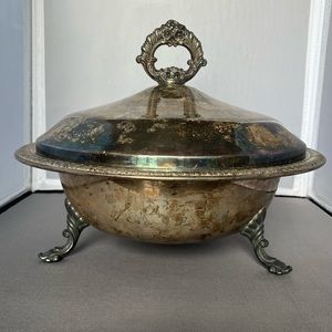Vintage F.B. Rogers Silver Co. Silver Plated Footed Covered Serving Bowl #1158